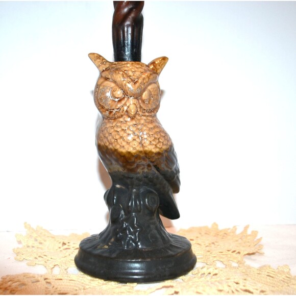 Vintage Owl Tabletop Candle Holder Decor Kitsch Cottage Core Retro 1970s - Picture 1 of 6